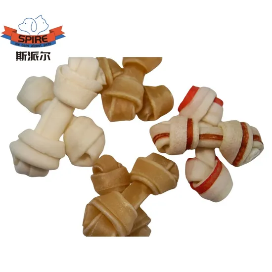 New Arrival OEM Dog Training Reward Food Snake Beef Leather Knot Bones Dental Bones 