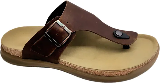 Comfortable Leather Flip Flop Slides with Arch Support for Men 