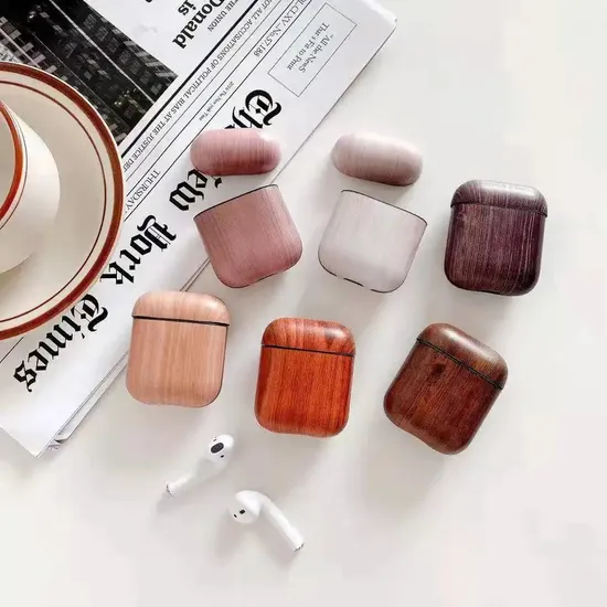 Hot Sale Business Style Wood Pattern Design Earphone Case with Hook for Airpod PRO IMD Fashion Creative Cover for Airpod 1/2 